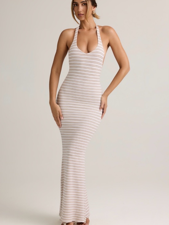 Oh Polly Dresses & Skirts - Oh Polly Pink and Yellow Striped Halter Maxi Dress